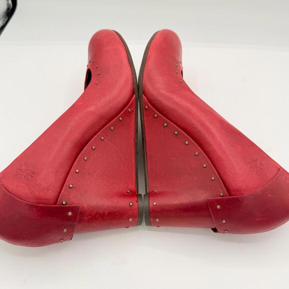 Fly London EU 41 Red Wedge Heel Studded‎ Leather Colorful Classic - Picture 6 of 8